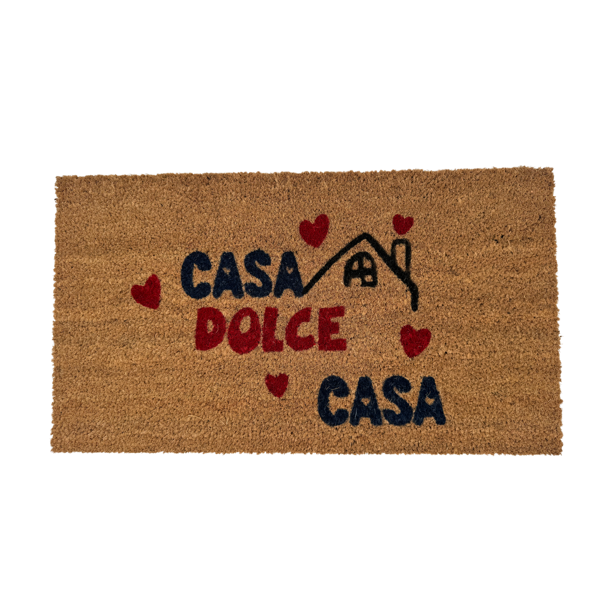 Zerbino in cocco CASA DOLCE CASA (40x60)&(40x70) RETTANGOLARE con sottofondo gommato antiscivolo