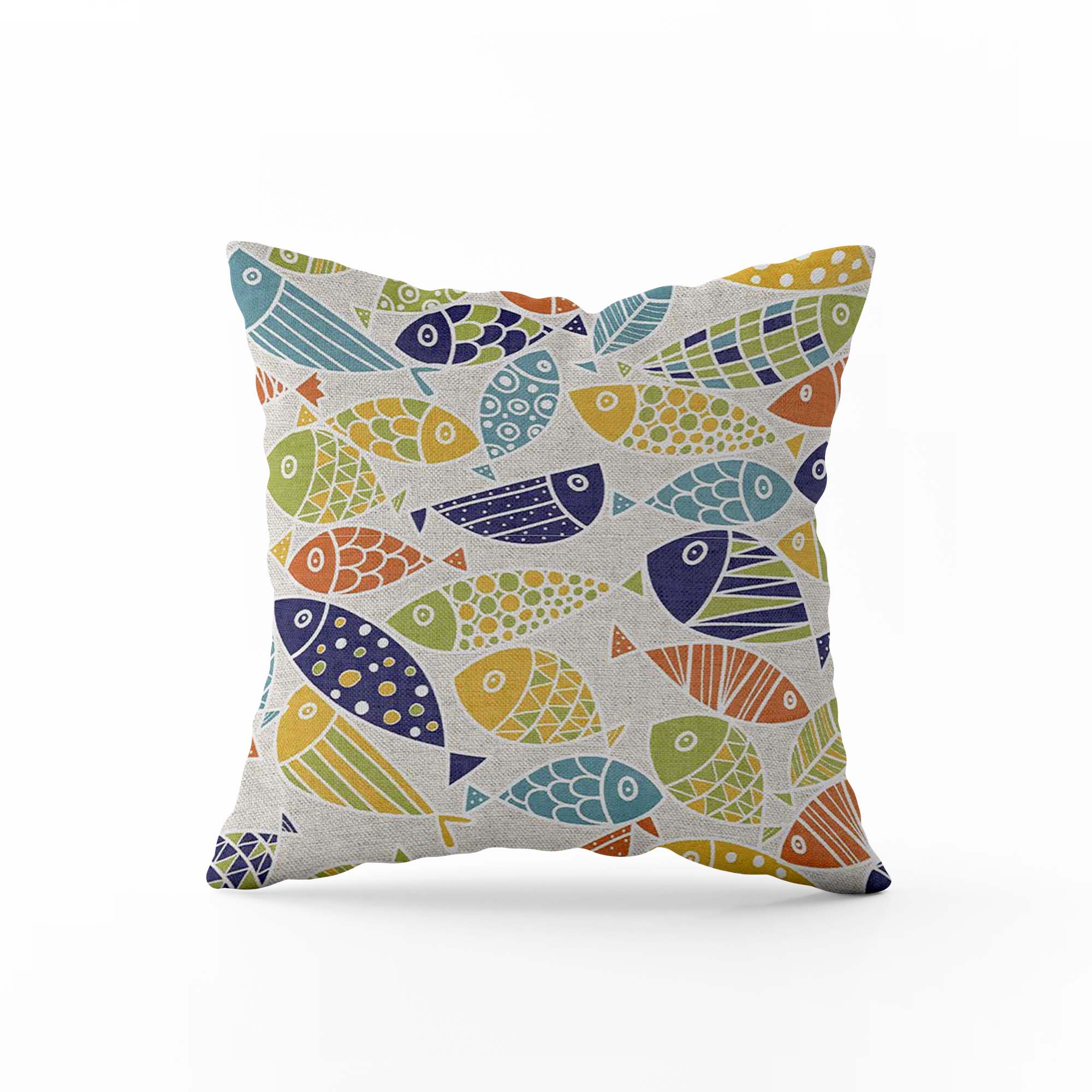 Passion Cuscino Arredo Con zip in cotone Loneta DISEGNO: PEIXE MULTICOLOR