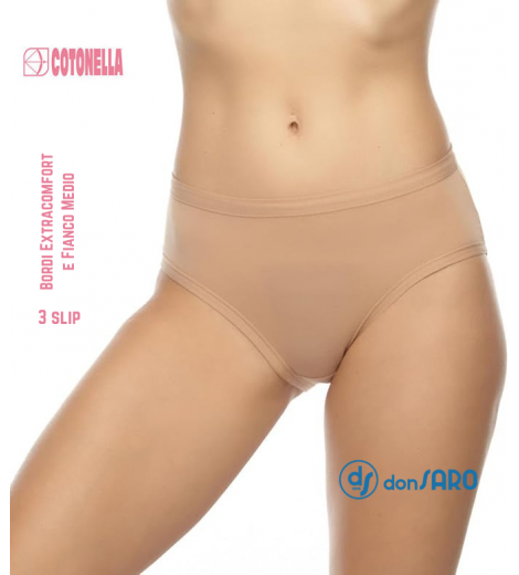 COTONELLA 6 Pezzi Slip Donna  3363 Midi in Cotone Bielastico
