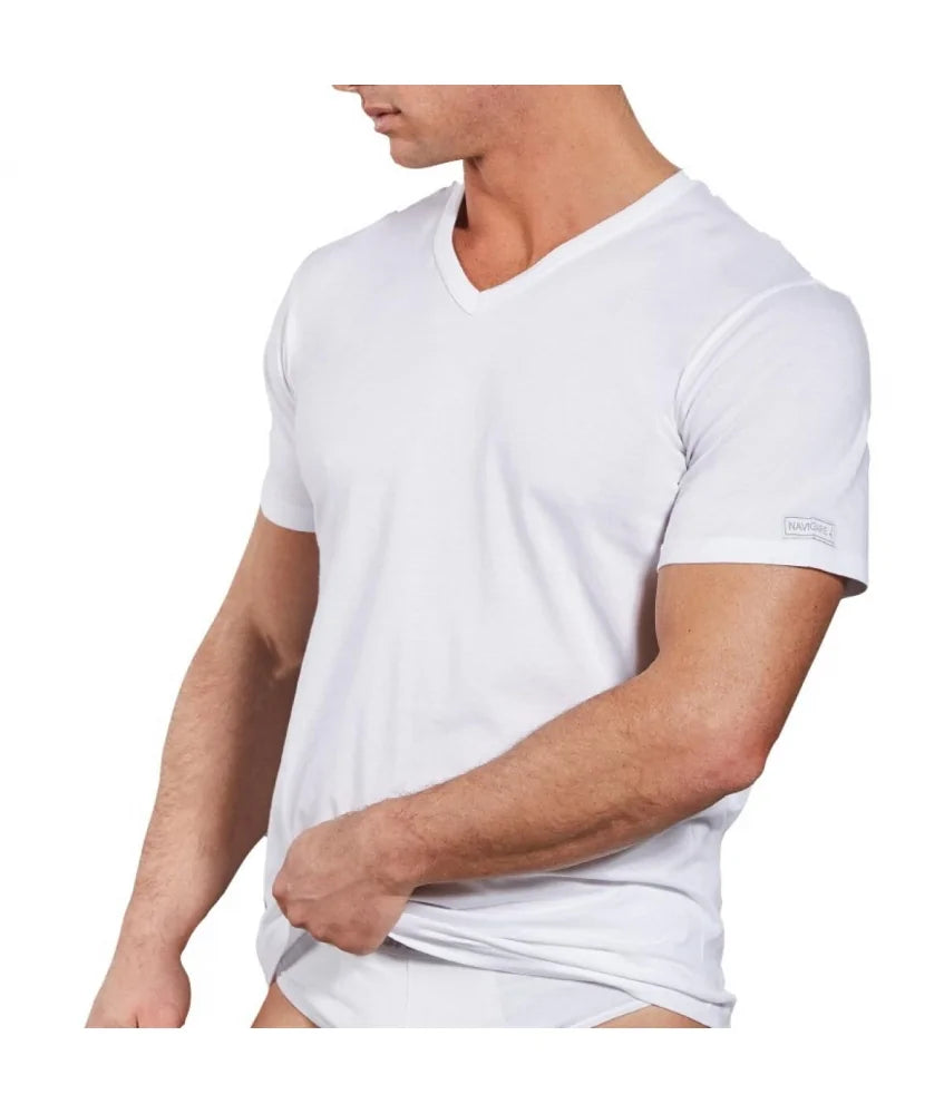 NAVIGARE 3 Pezzi T-Shirt Mezza Manica Uomo Scollo a V Navigare 512 in Cotone Jersey