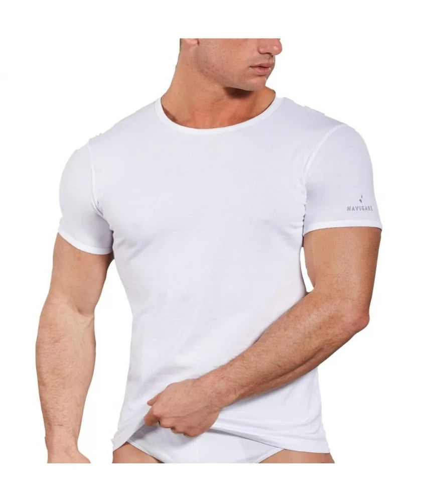 NAVIGARE 3 Pezzi T-Shirt Uomo Mezza Manica Girocollo 570 in cotone Bielastico
