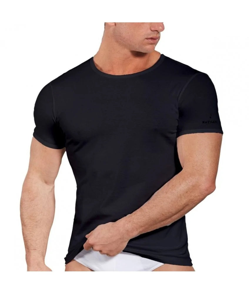NAVIGARE 3 Pezzi T-Shirt Uomo Mezza Manica Girocollo 570 in cotone Bielastico