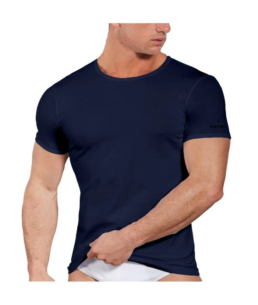 NAVIGARE 3 Pezzi T-Shirt Uomo Mezza Manica Girocollo 570 in cotone Bielastico