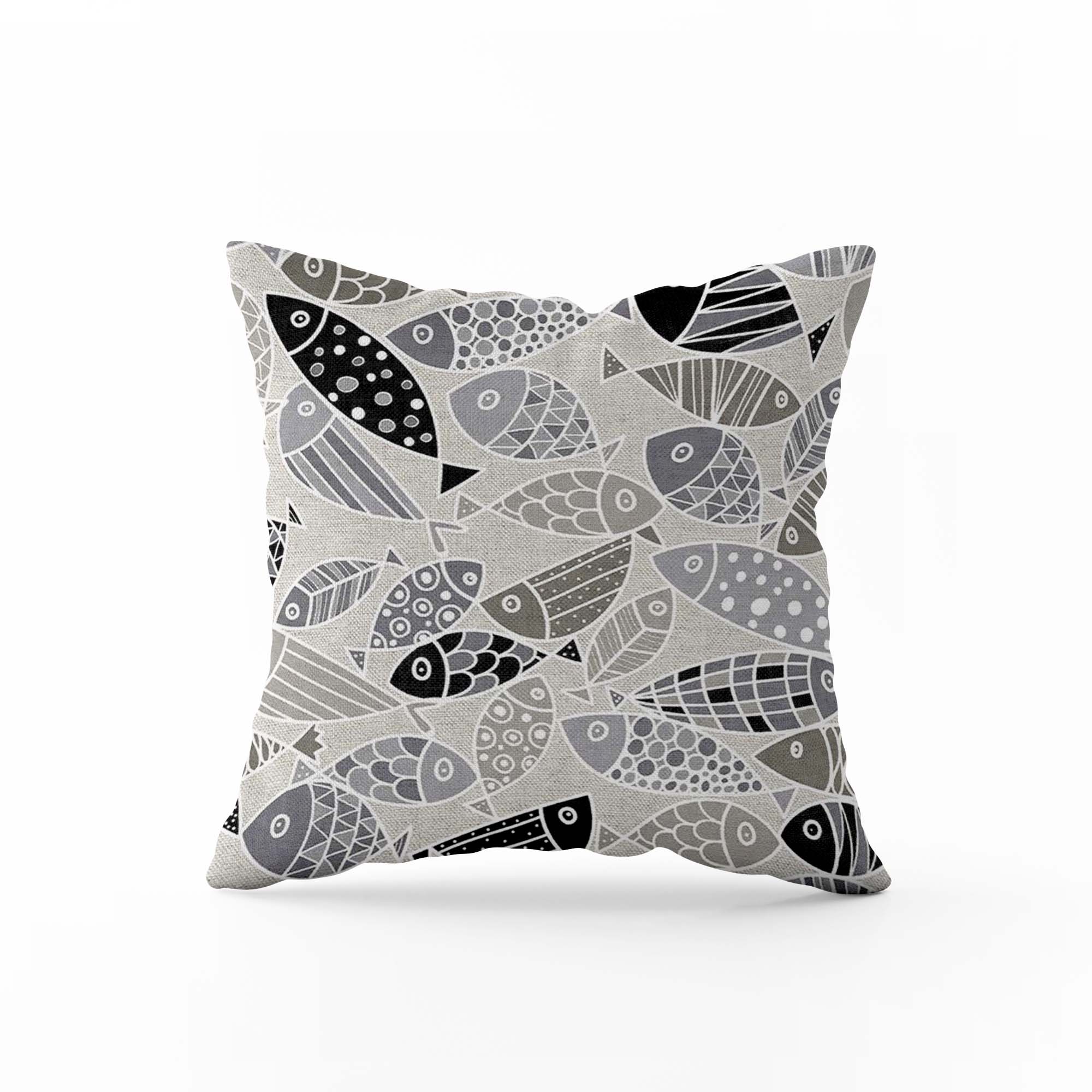 Passion Cuscino Arredo Con zip in cotone Loneta DISEGNO: PEIXE GRIGIO