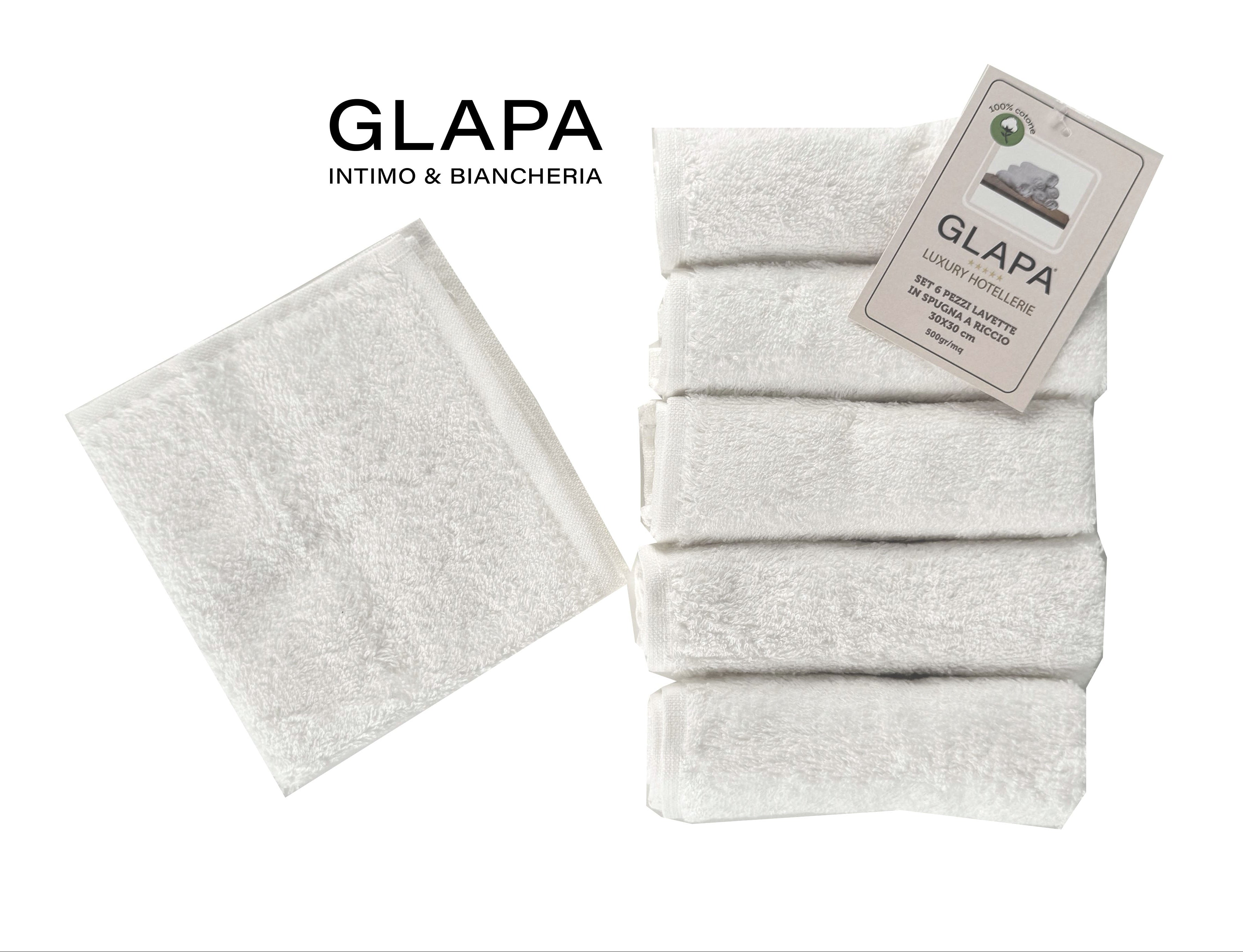 Glapa Luxury Hotellerie 6pz Lavette Spugna a Riccio 30X30