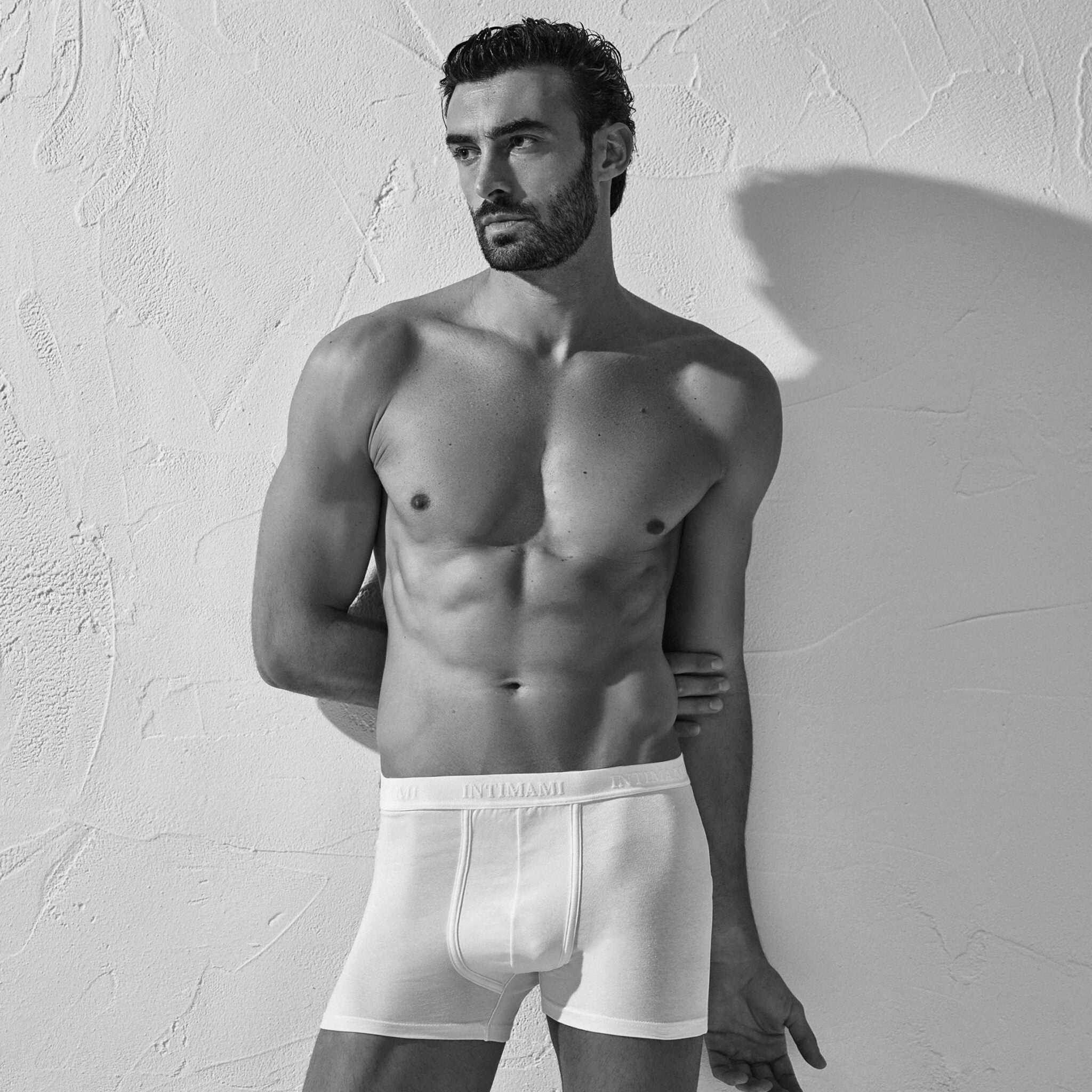 Intimami Boxer uomo con elastico esterno in cotone bielastico confezione tre pezzi 51iub