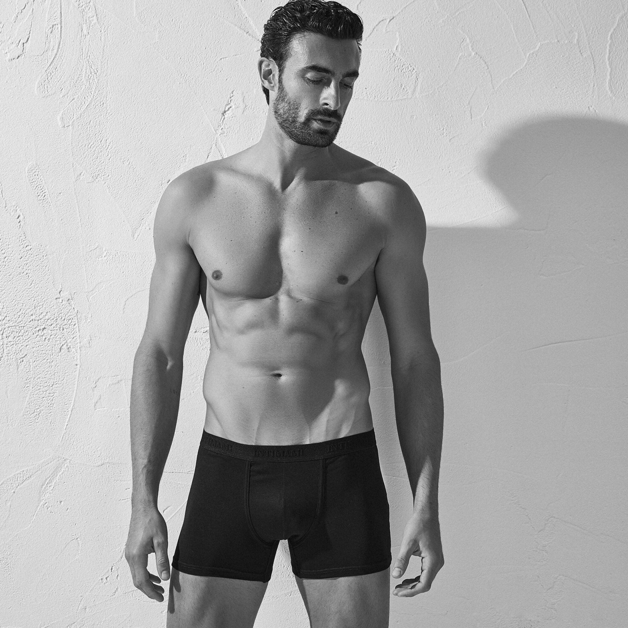 Intimami Boxer uomo con elastico esterno in cotone bielastico confezione tre pezzi 51iub