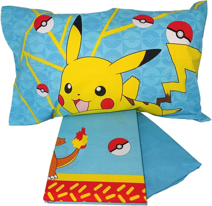 Completo Letto 1 Piazza Con Federa Piazzata Pokemon