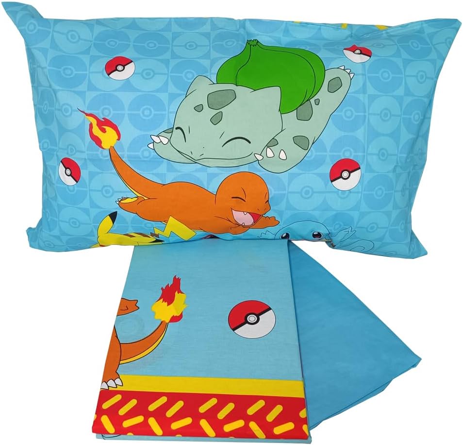Completo Letto 1 Piazza Con Federa Piazzata Pokemon