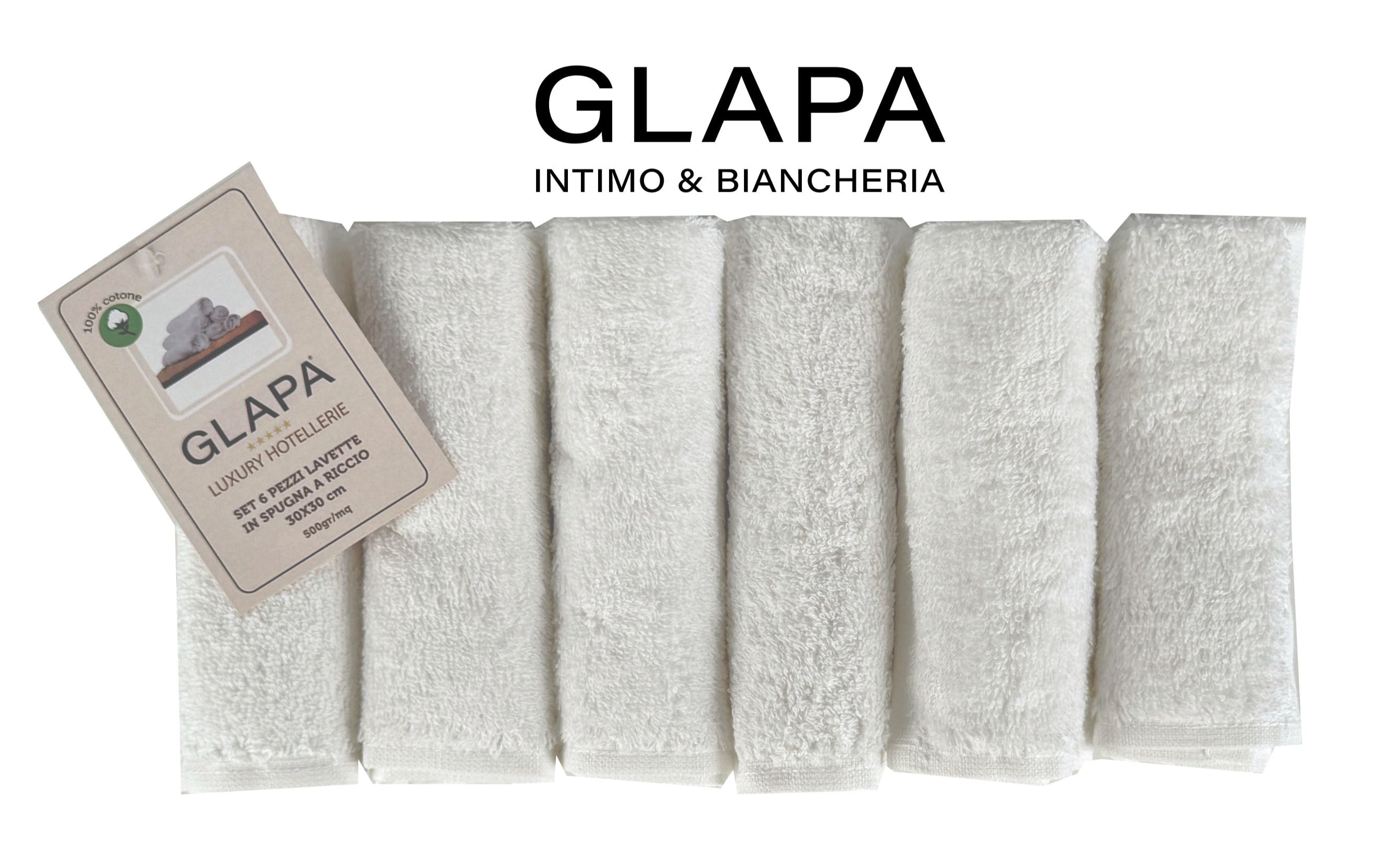 Glapa Luxury Hotellerie 6pz Lavette Spugna a Riccio 30X30