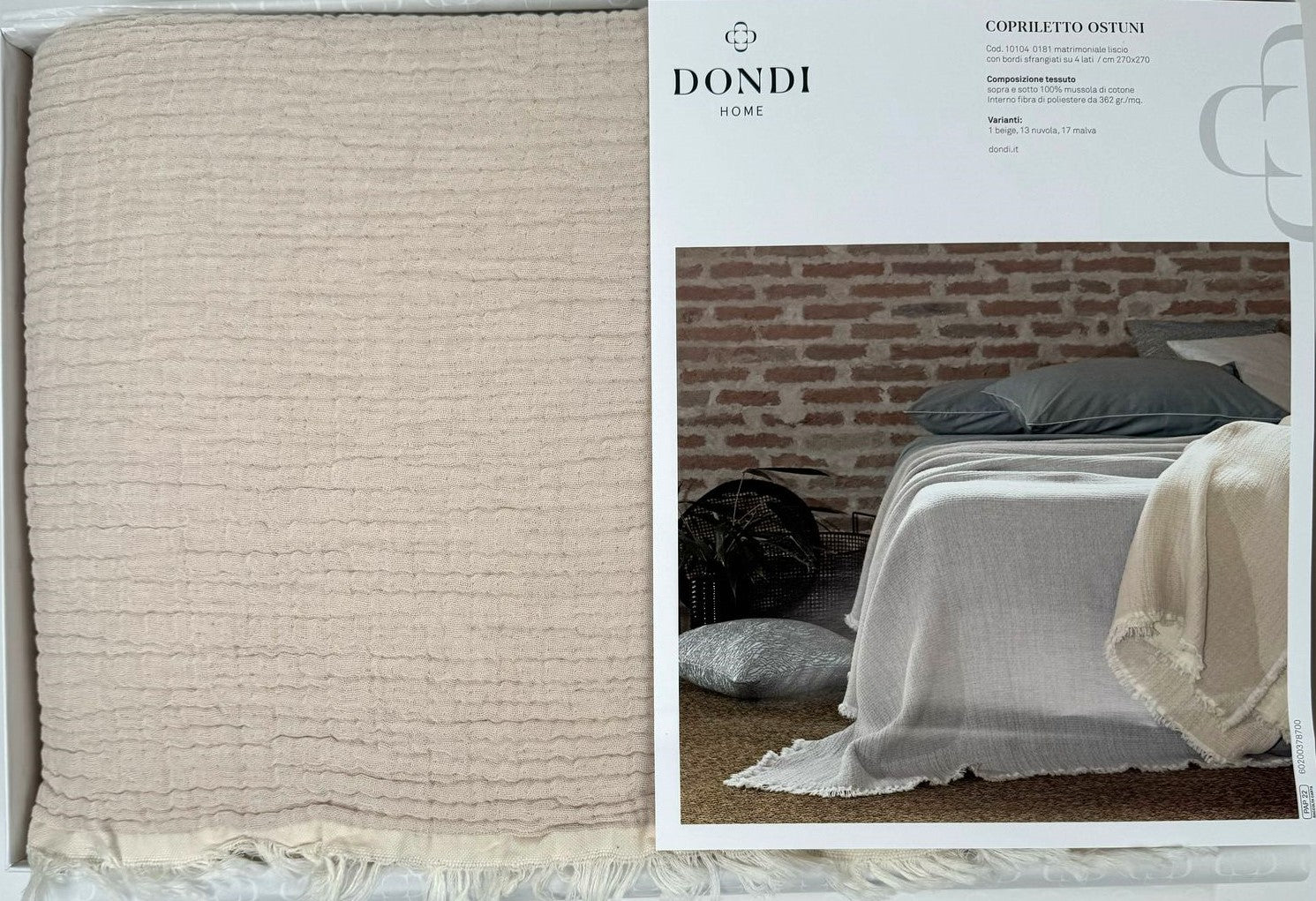 Dondi Copriletto liscio Ostuni matrimoniale