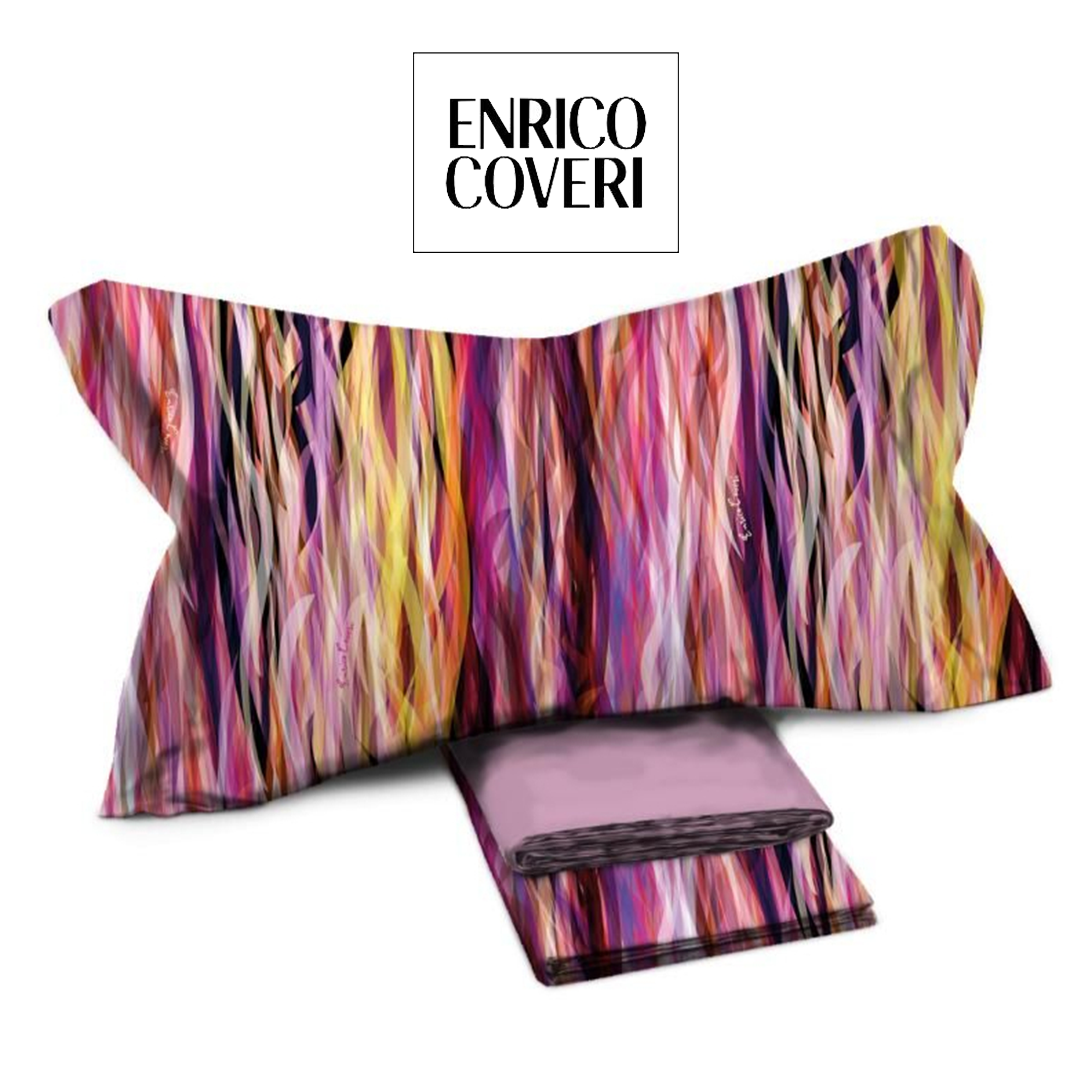 ENRICO COVERI Completo letto matrimoniale 100% percalle - Fucsia