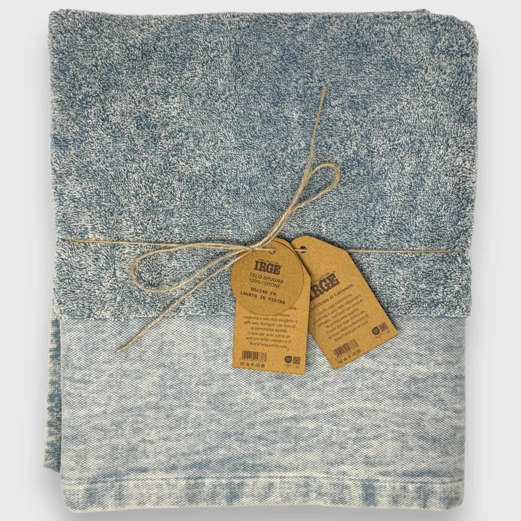 Irge - Telo Bagno Spugna Stone-washed 100% Cotone Effetto Slavato 90x140 Art. Telo Bagno