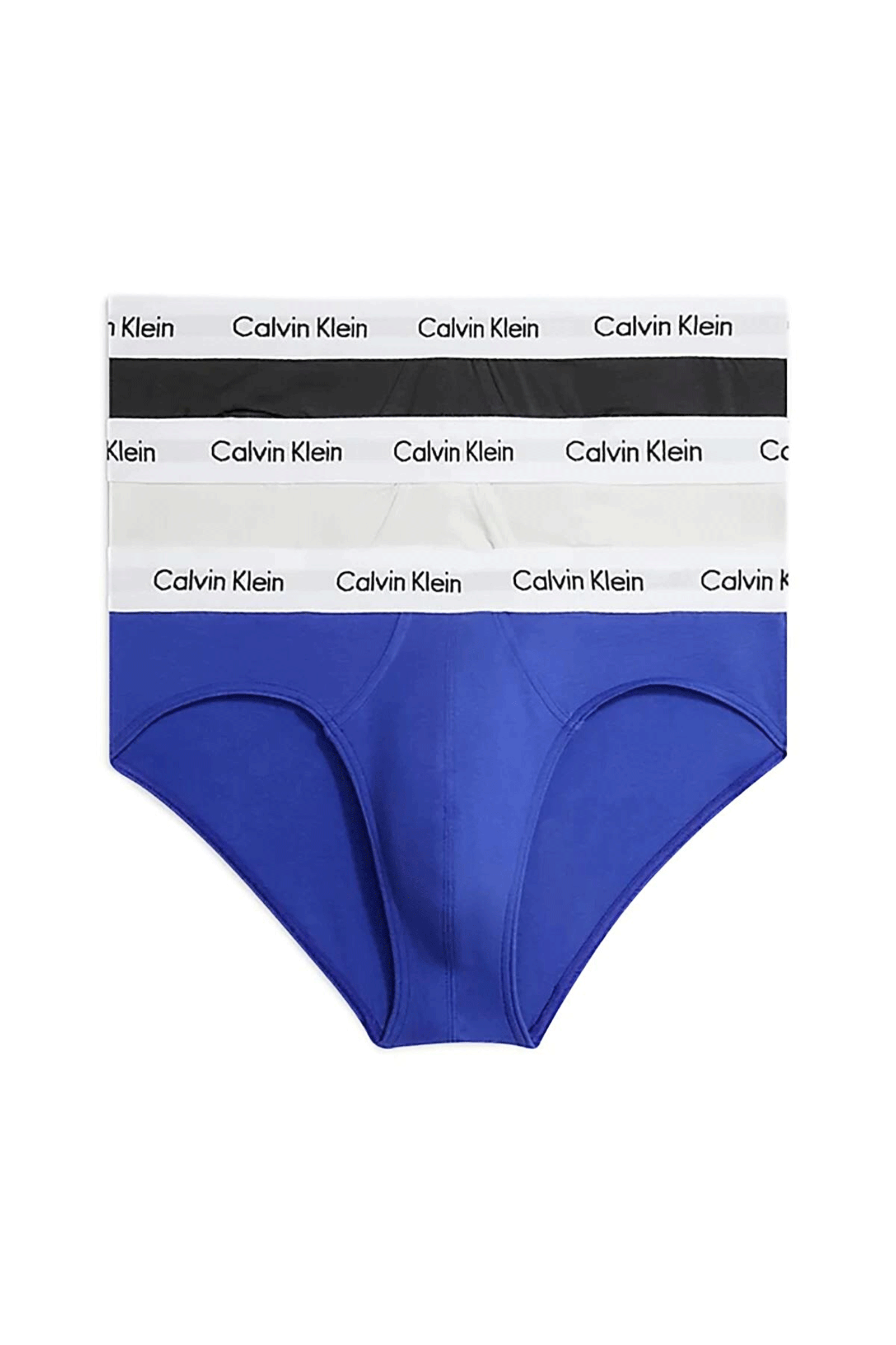 Slip Calvin Klein 3 Pack Cotton Stretch Nero Bianco Blu Royal Uomo
