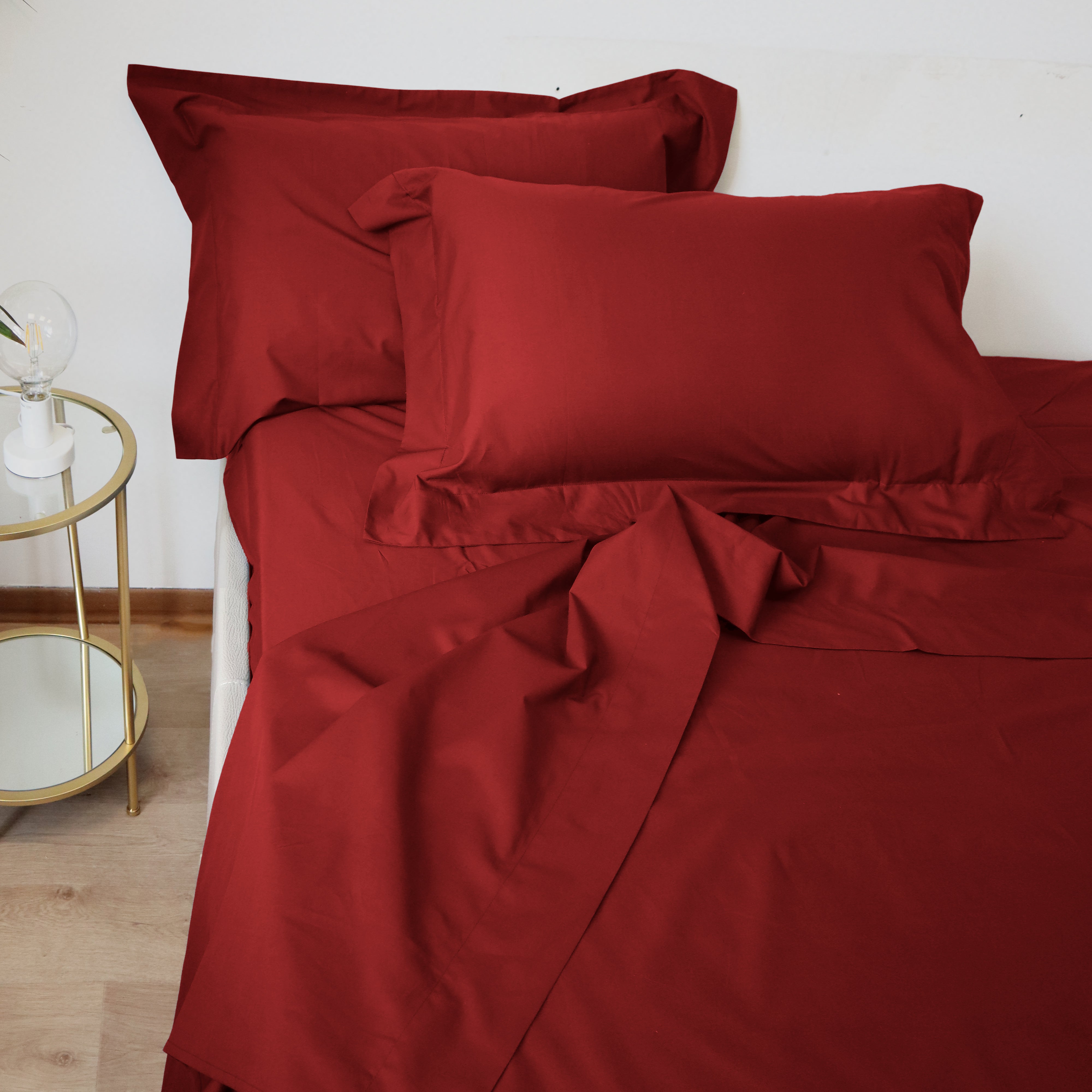 Lancetti Completo Letto Matrimoniale in Cotone Percalle Con Federa a 3 Volant