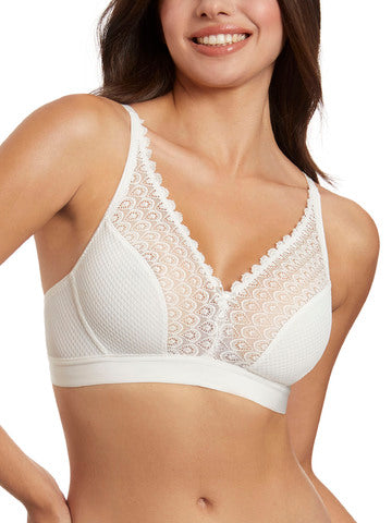 Selene CLOE Reggiseno in pizzo con tessuto a nido d'ape senza ferretto e senza imbottitura