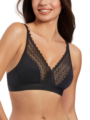 Selene CLOE Reggiseno in pizzo con tessuto a nido d'ape senza ferretto e senza imbottitura