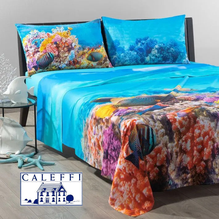 Caleffi Lenzuola-copriletto in cotone Matrimoniale Caleffi OCEANO