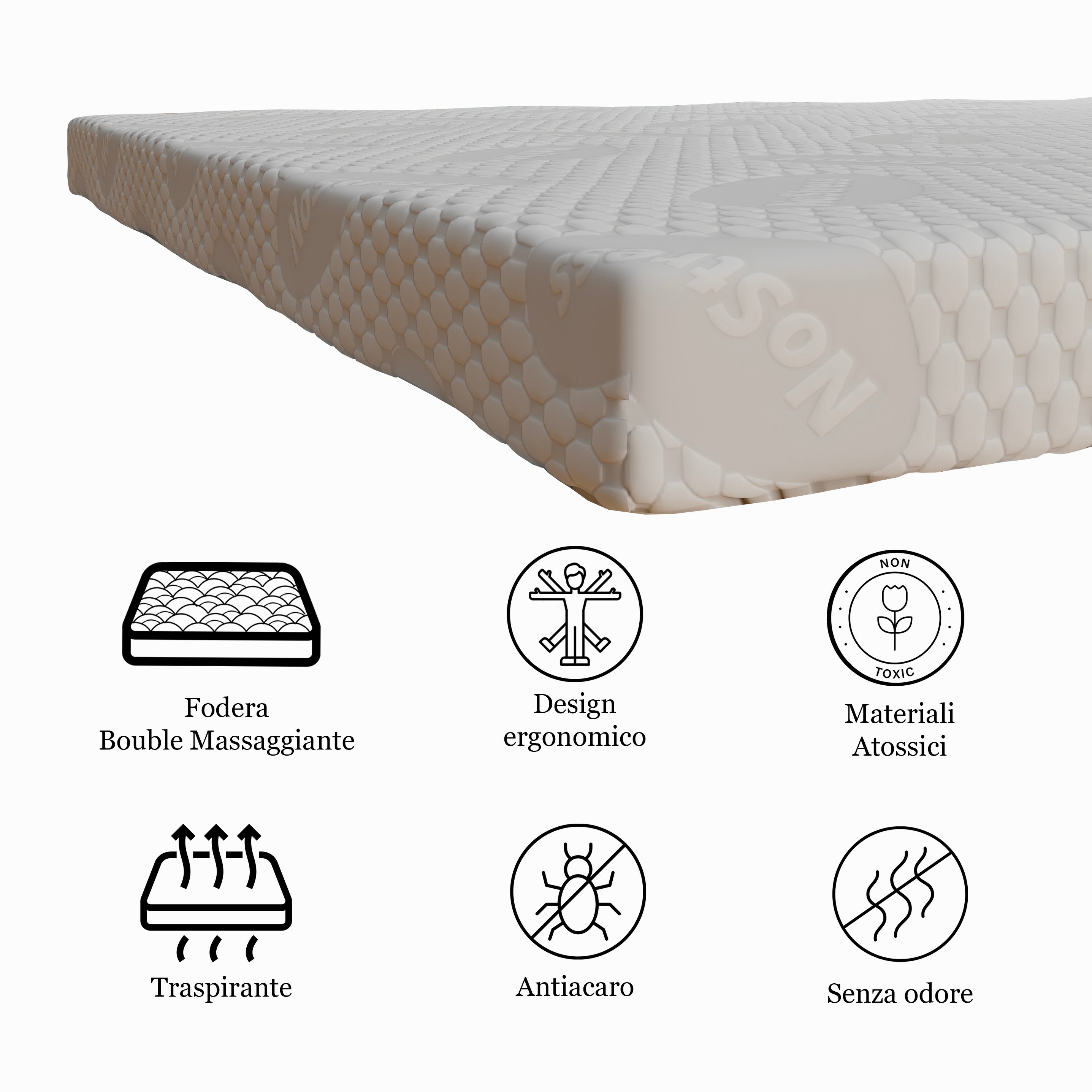 Topper in Memory Foam Sfoderabile