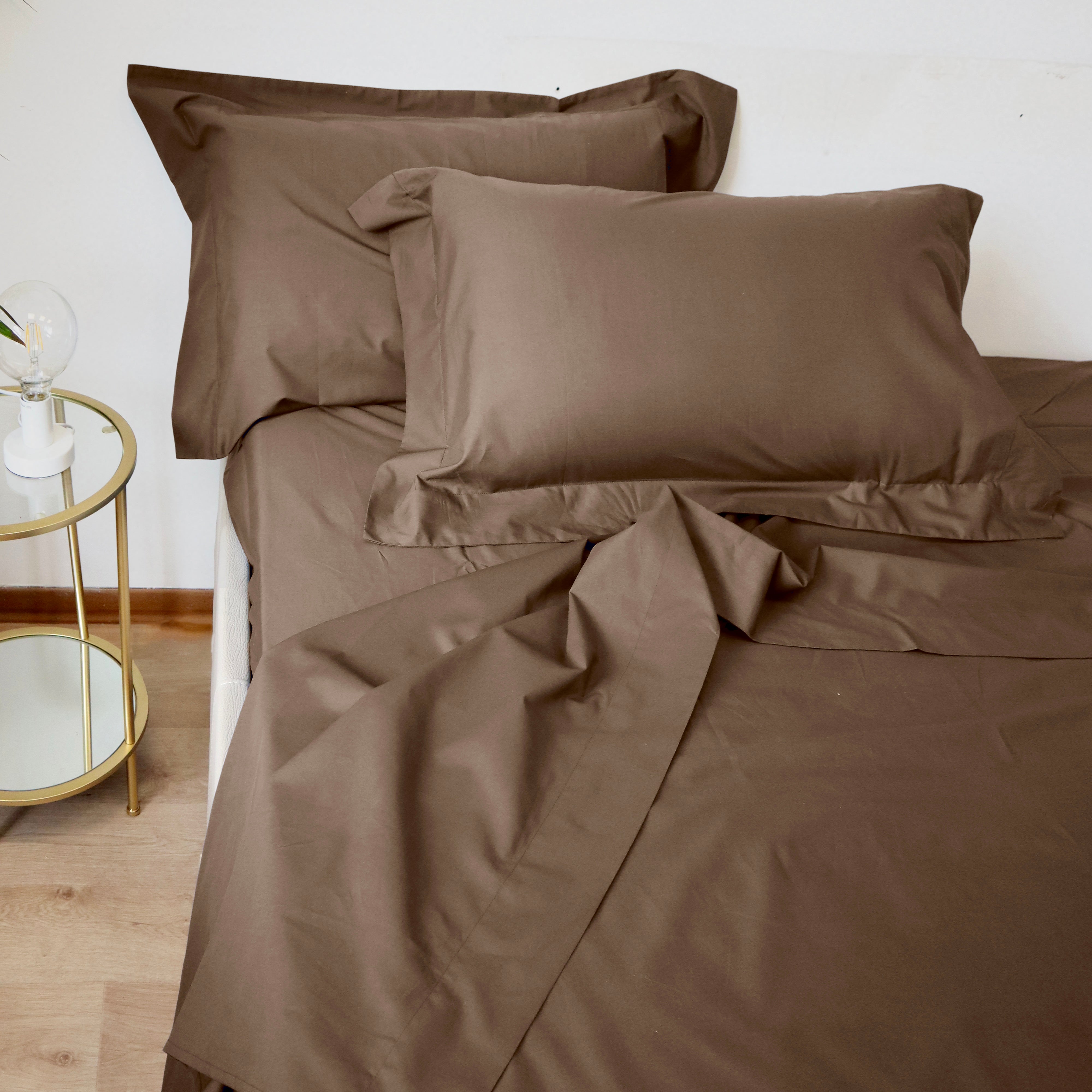 Lancetti Completo Letto Matrimoniale in Cotone Percalle Con Federa a 3 Volant