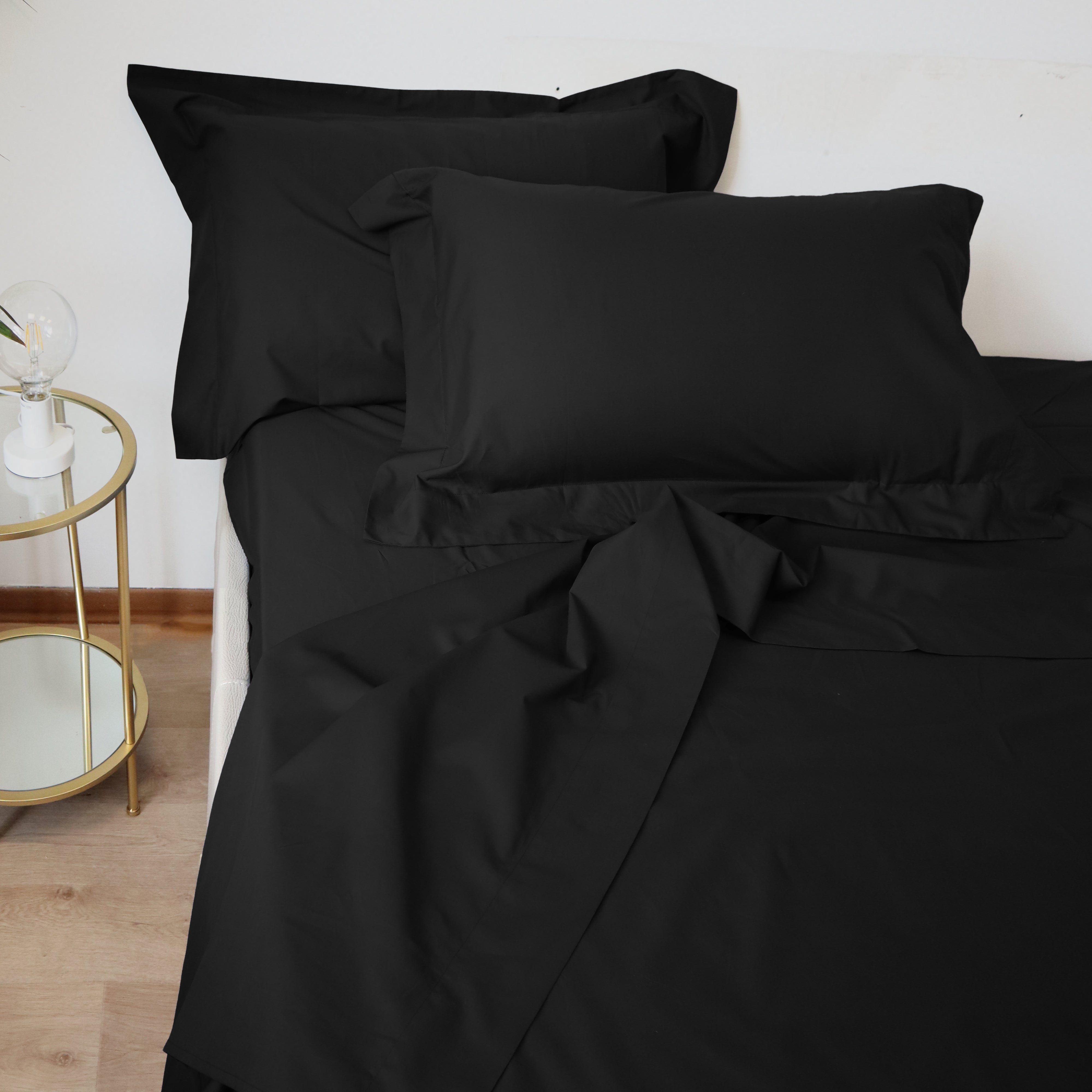 Lancetti Completo Letto Matrimoniale in Cotone Percalle Con Federa a 3 Volant