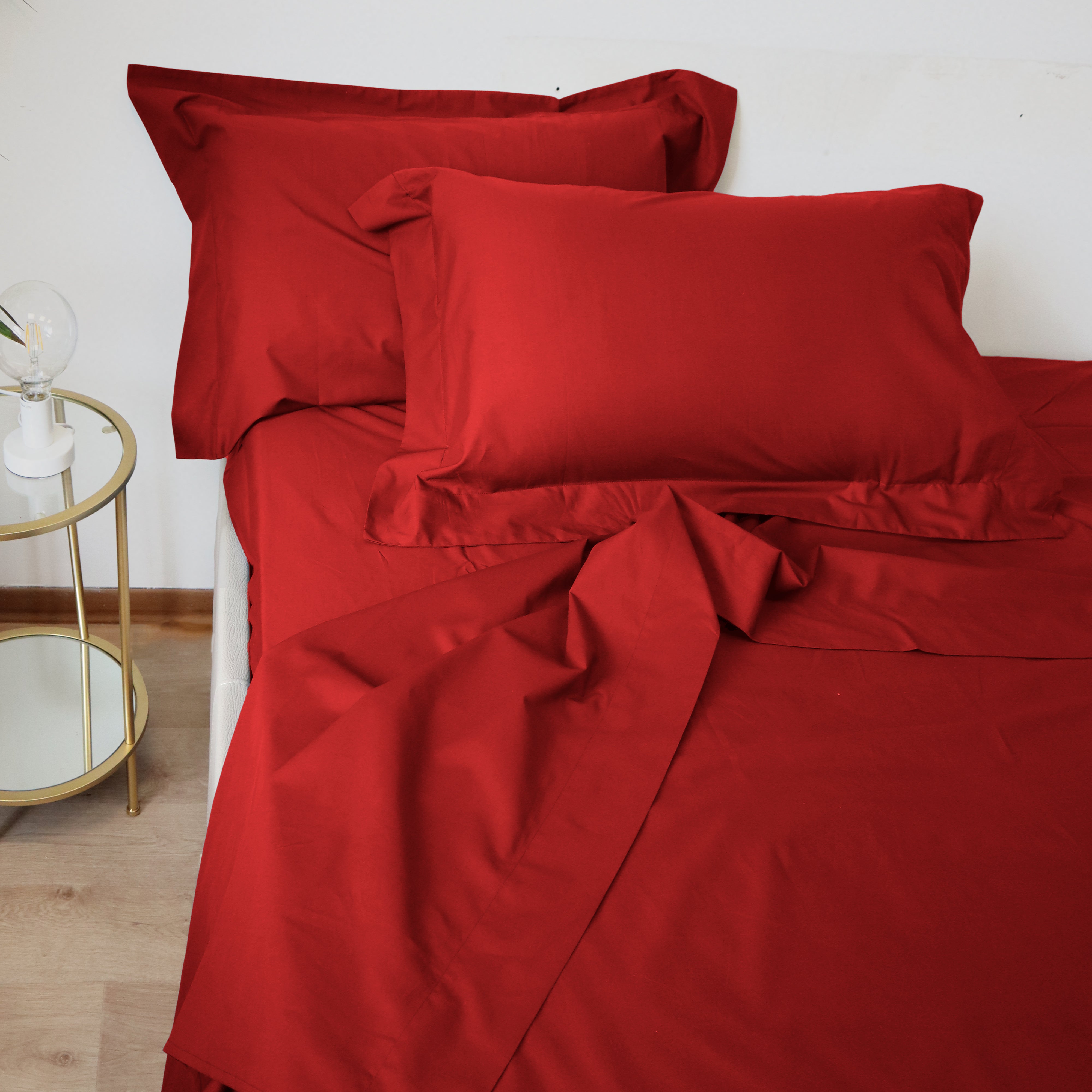 Lancetti Completo Letto Matrimoniale in Cotone Percalle Con Federa a 3 Volant