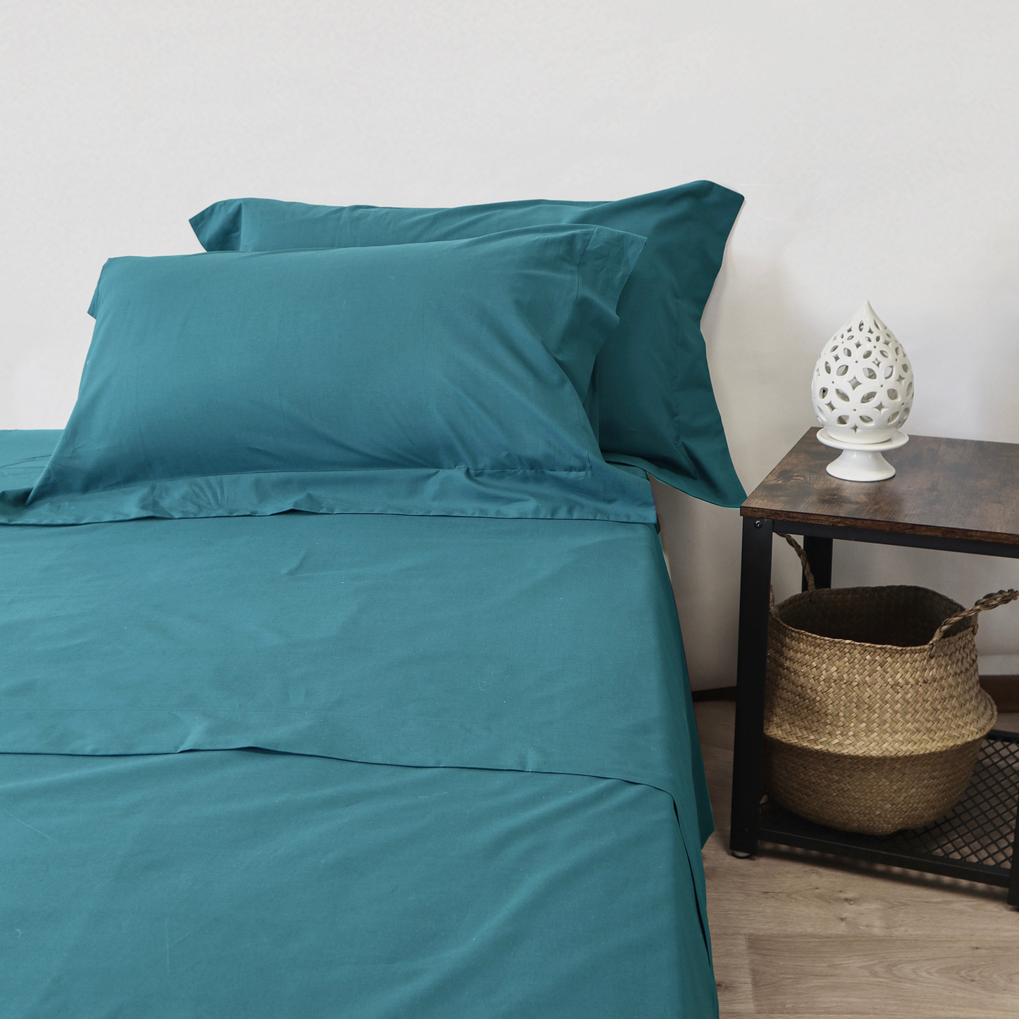 Lancetti Completo Letto Matrimoniale in Cotone Percalle Con Federa a 3 Volant