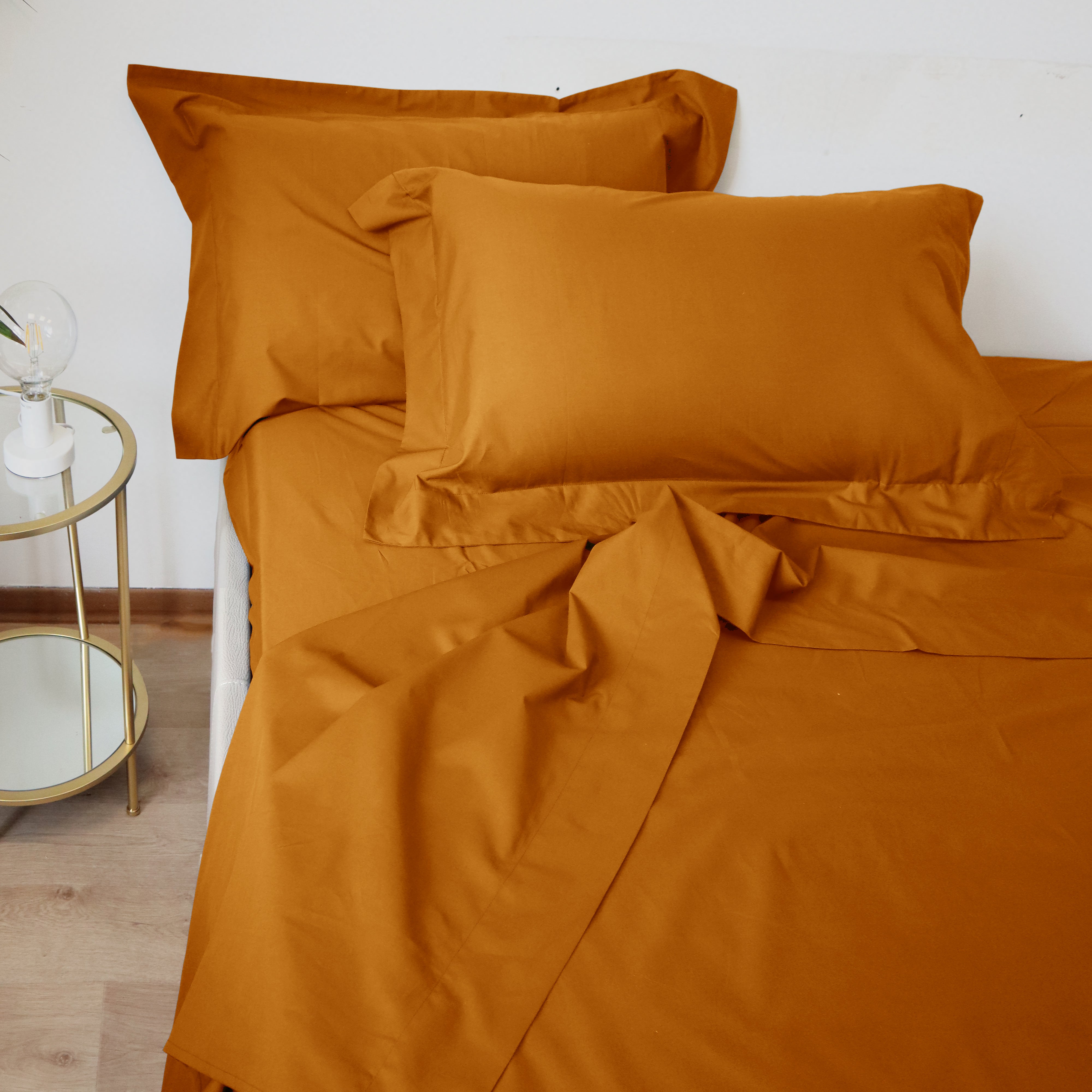 Lancetti Completo Letto Matrimoniale in Cotone Percalle Con Federa a 3 Volant