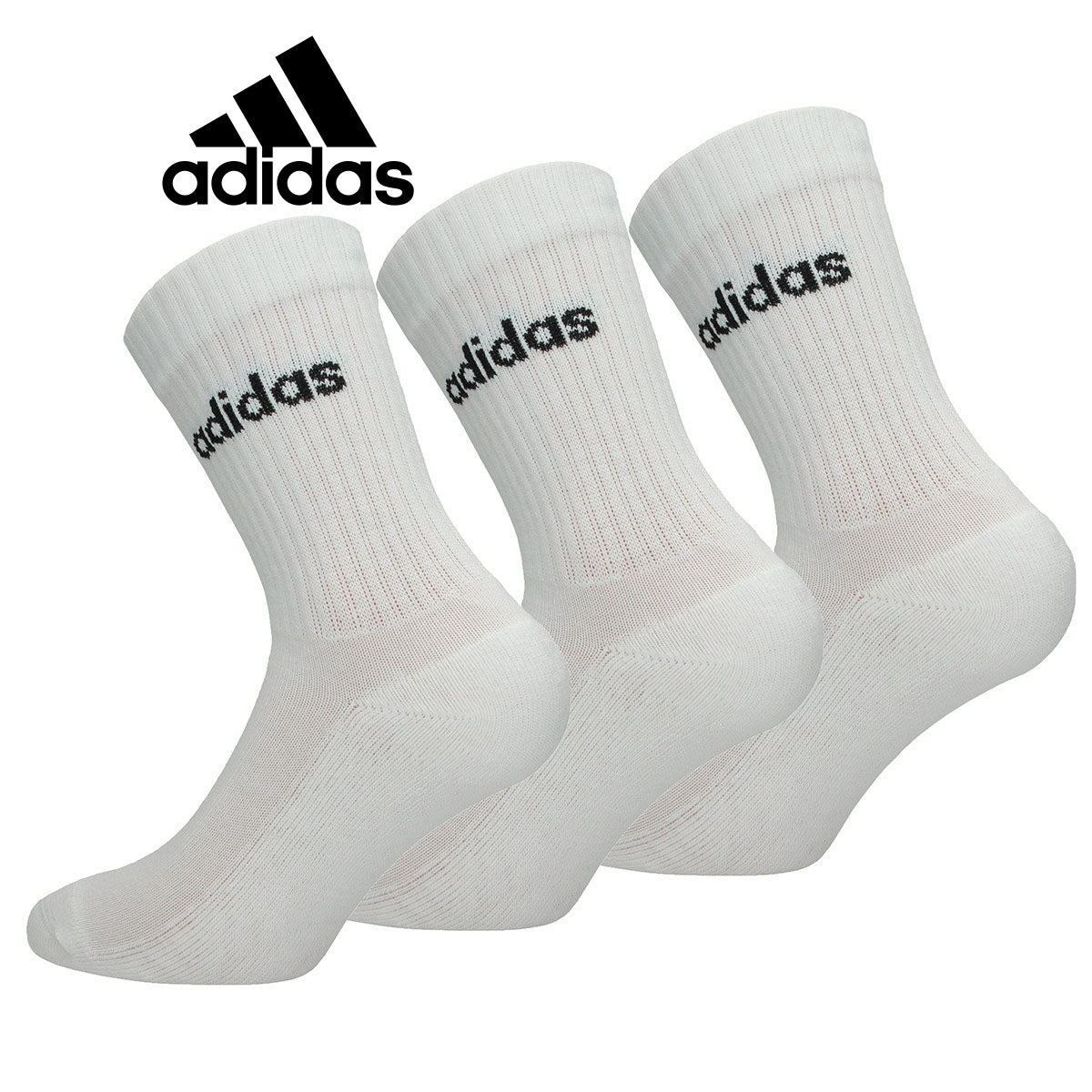 Adidas Calze Linear Cushioned Unisex - 3 Paia in Cotone - Altezza Metà Polpaccio ADIX0005