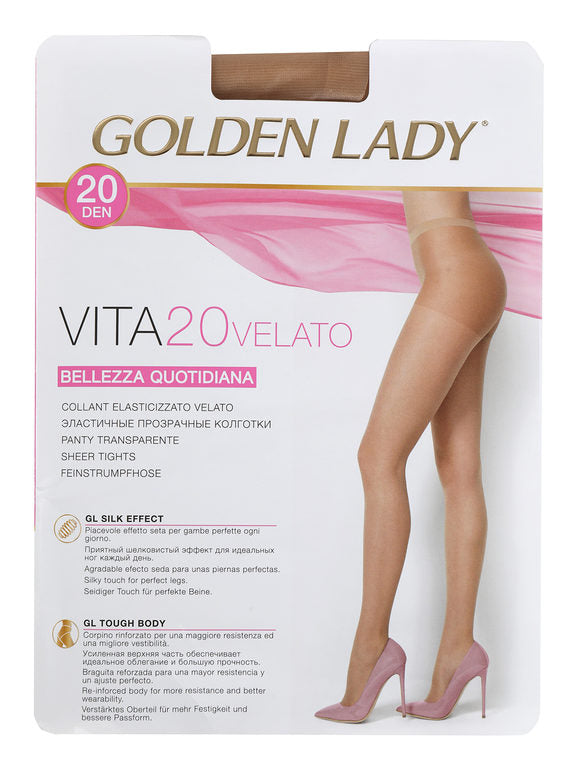 GOLDEN LADY 10 Paia di Collant Donna Vita 20 Velato e Corpino Rinforzato