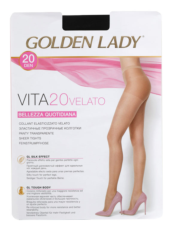 GOLDEN LADY 10 Paia di Collant Donna Vita 20 Velato e Corpino Rinforzato