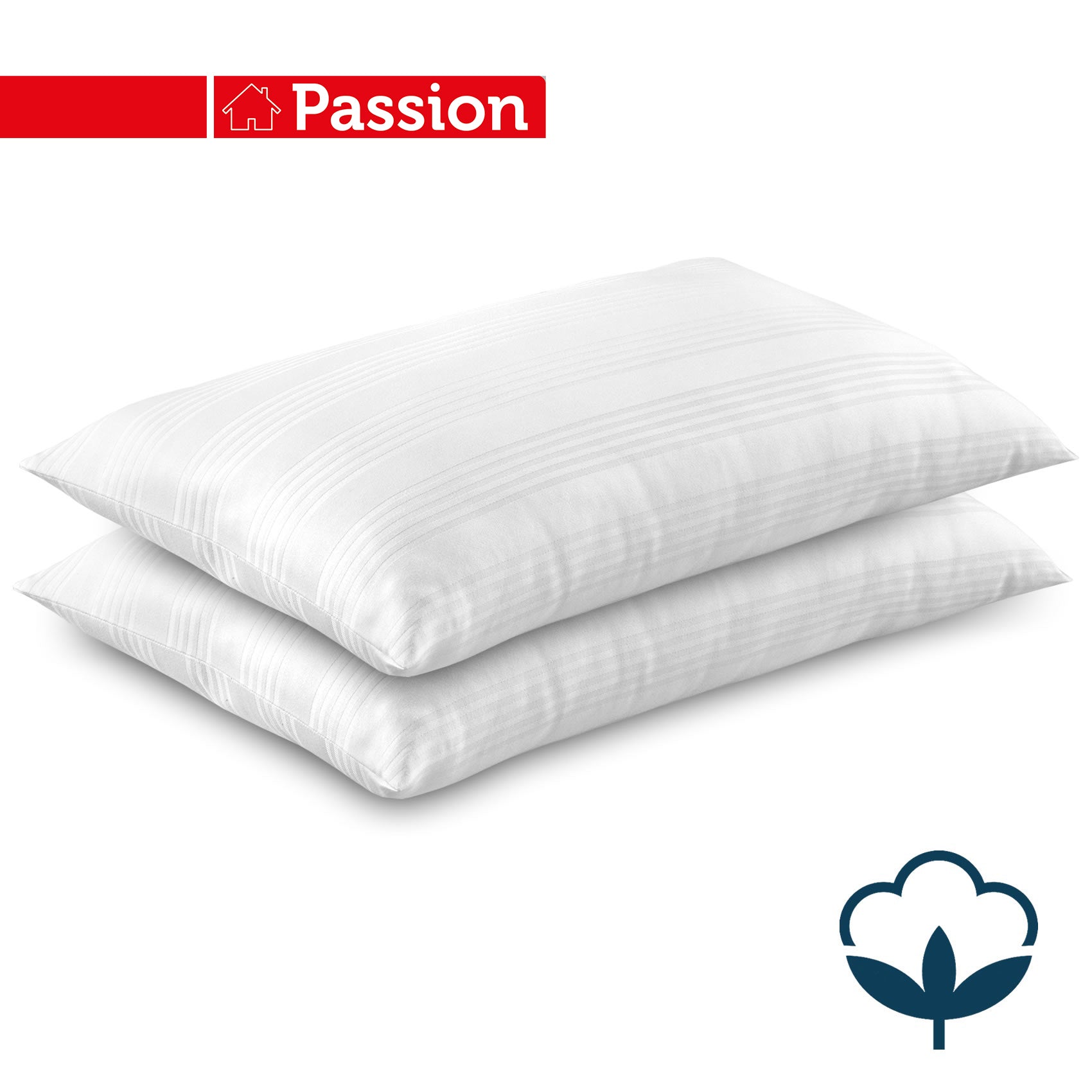 PASSION Coppia di Federe 50x80cm Rigate Giada