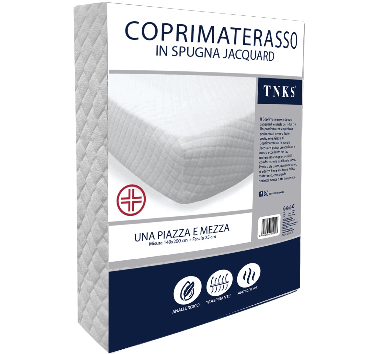 TNKS Coprimaterasso Una Piazza e Mezza in Spugna Jacquard