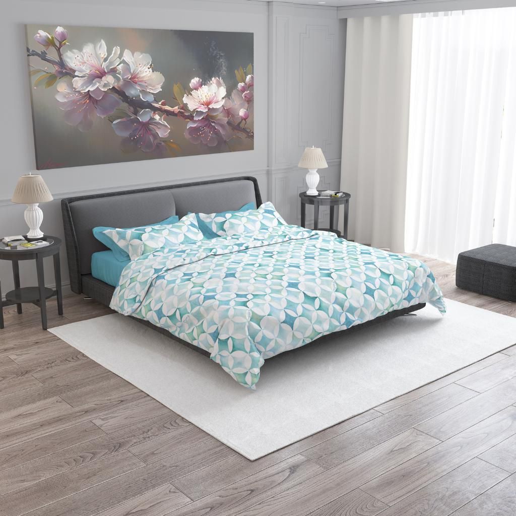 ENRICO COVERI Completo letto matrimoniale 100% percalle - Turchese