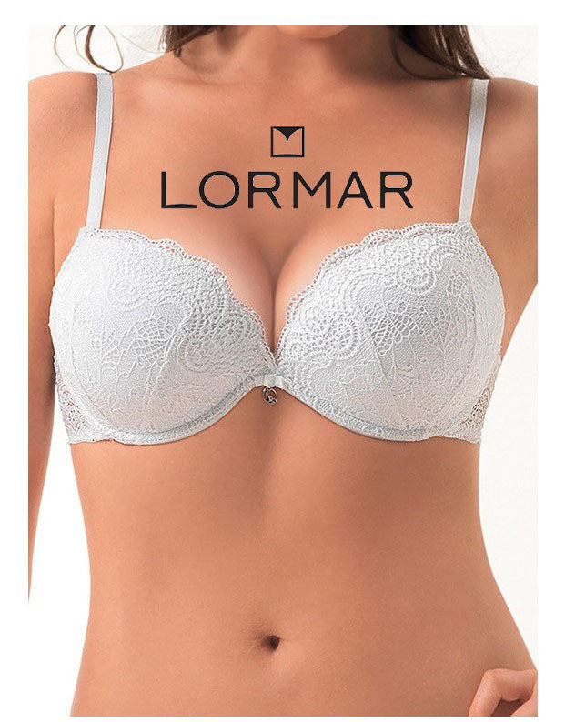 LORMAR Reggiseno Super Push Up +2 taglie - Double Pizzo